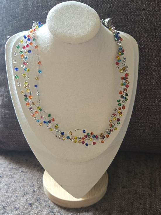 Artisan Jewelry - Vintage Artisan Multicolor Glass Bead Layered Necklace Adjustable 💫